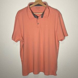 Calvin Klein Mens Liquid Touch Pink Short Sleeve Polo Shirt Sz L